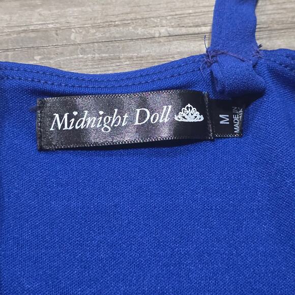 Midnight Doll Navy Blue Formal Romper Mini Skort Short Jumpsuit - Picture 4 of 8